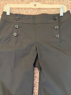 Express Black Pinstripe Front Button Wide Leg Trousers